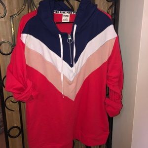 Victorias Secret pink hooded quarter zip pull over